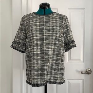 Banana Republic Tweed blouse with fringe detail L